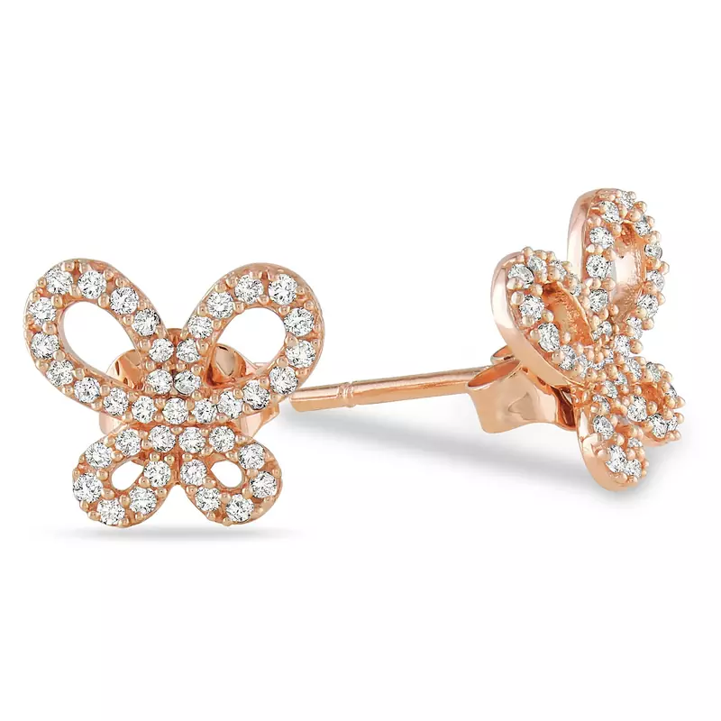 Pink Gold Plated Flower Shape Earring