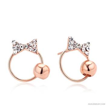 Pink Gold Plated Bow Shape Earring 1