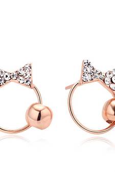 Pink Gold Plated Bow Shape Earring