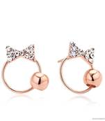 Pink Gold Plated Bow Shape Earring