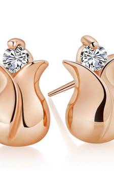 Pink Gold Plated Flower Pot Shape Earring