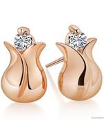 Pink Gold Plated Flower Pot Shape Earring