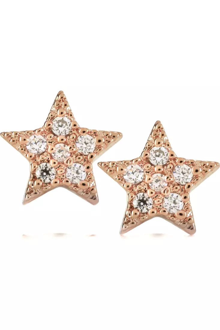 Pink Gold Plated Star Shape Earring