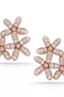Pink Gold Plated Flower Shape Earring