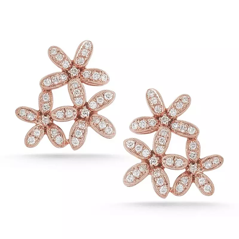 Pink Gold Plated Flower Shape Earring