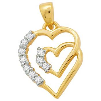 Sterling Silver Beautiful Heart With 10 Diamond Pendant 1