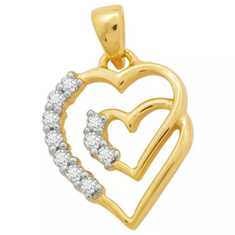 Sterling Silver Beautiful Heart With 10 Diamond Pendant