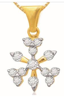 Sterling Silver Beautiful Snow Flakes Shape Diamond Pendant