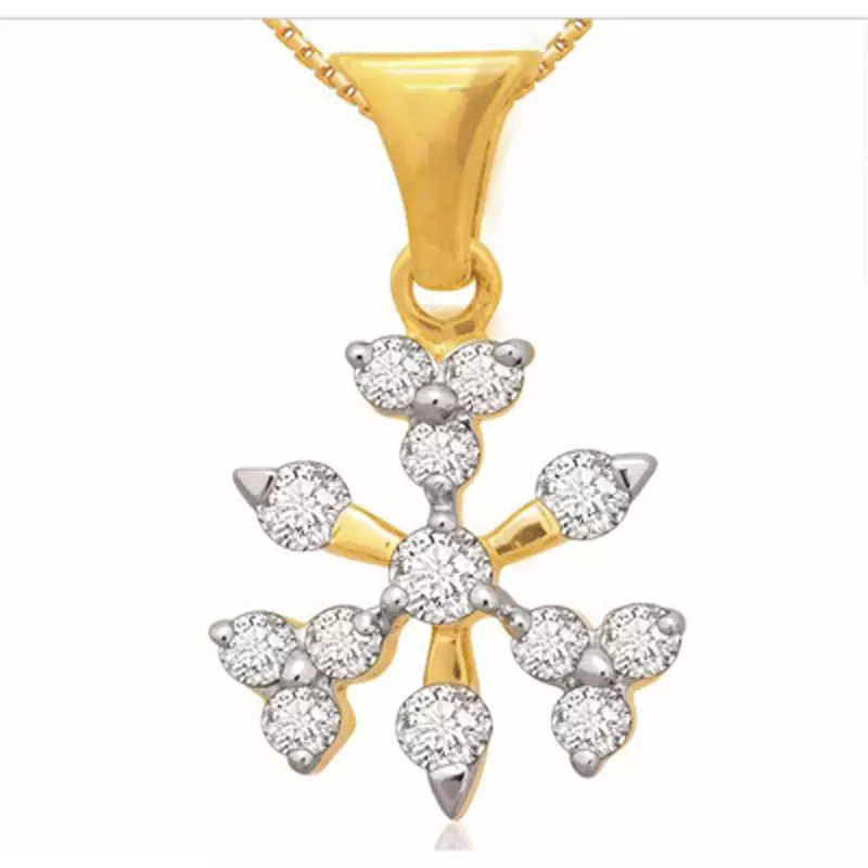 Sterling Silver Beautiful Snow Flakes Shape Diamond Pendant