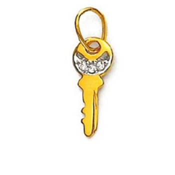 Sterling Silver Key Shape Diamond Pendant 1