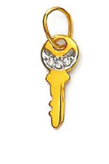 Sterling Silver Key Shape Diamond Pendant
