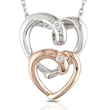 Sterling Silver Two Fancy Heart Shape Pendant 1