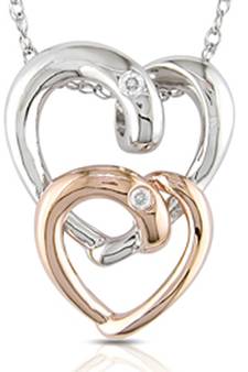 Sterling Silver Two Fancy Heart Shape Pendant