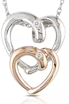 Sterling Silver Two Fancy Heart Shape Pendant
