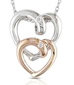 Sterling Silver Two Fancy Heart Shape Pendant