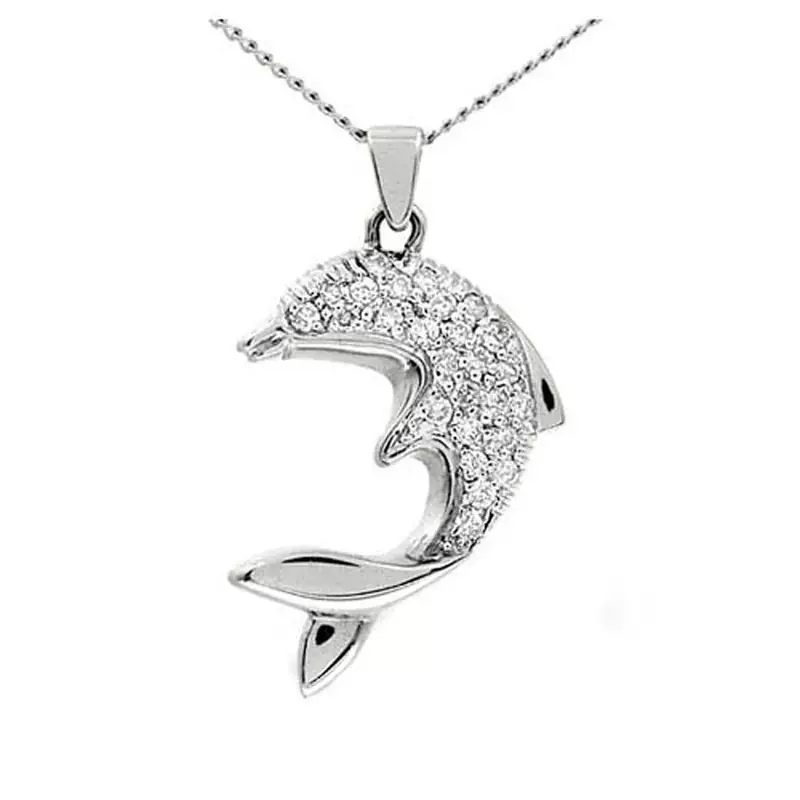 Fish Shape American Diamond Pendant