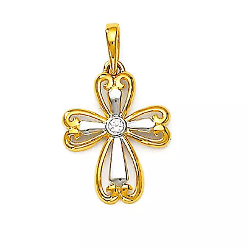Solitiare Cross Design American Diamond Pendant