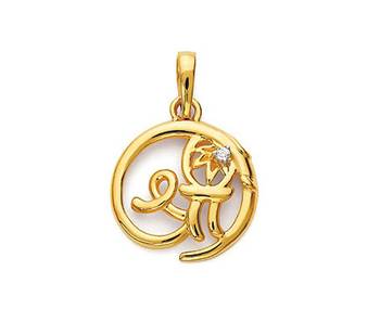 Solitaire Shree Design American Diamond Pendant 1