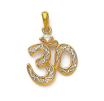 Solitiare Om Design American Diamond Pendant 1