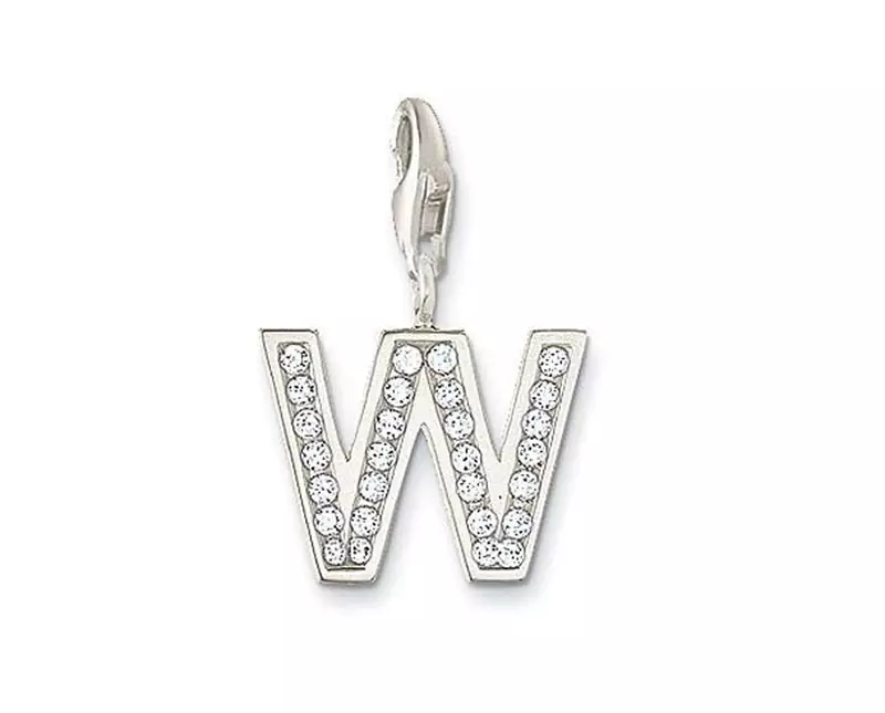 W' Alphabet Design American Diamond Pendant