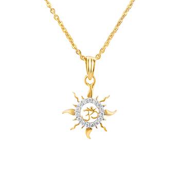 Gold Plated Om Religious Pendant with CZ for Men & Women 2