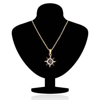 Gold Plated Om Religious Pendant with CZ for Men & Women 3