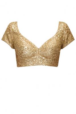  Beige designer raw silk embroidered unstitched blouse for women 1