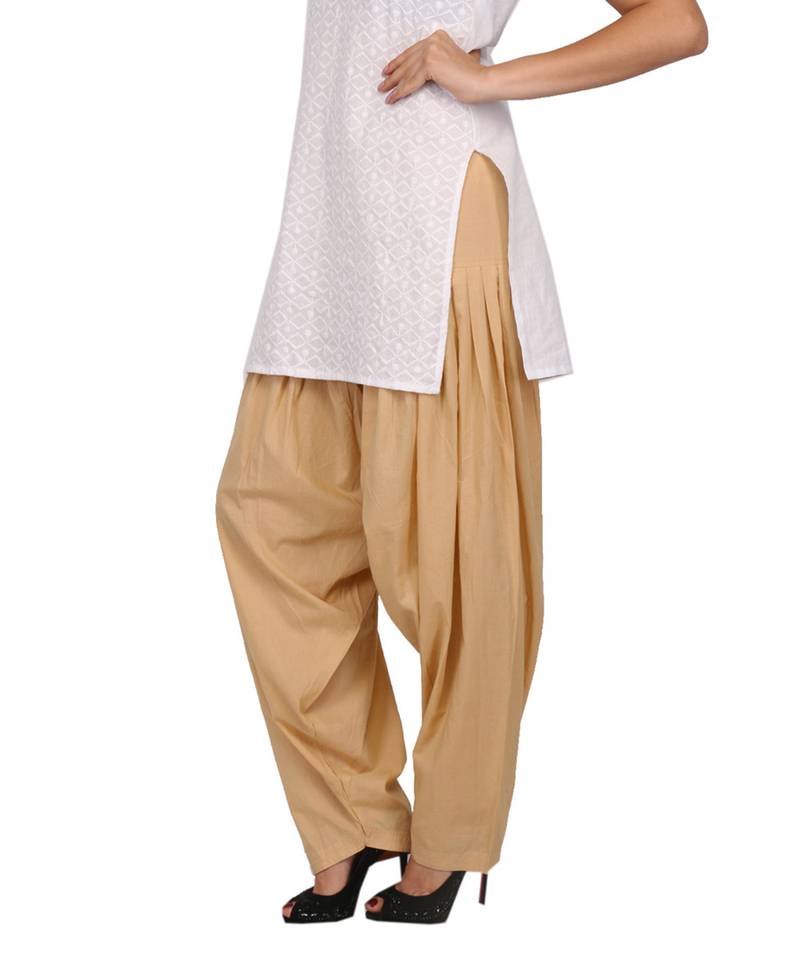 Beige Pure Cotton Semi Patiala Bottoms KALAPURI 866373