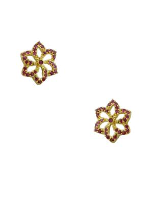 Ruby Red CZ AD American Diamond Stud Earrings Jewellery for Women - Orniza 1