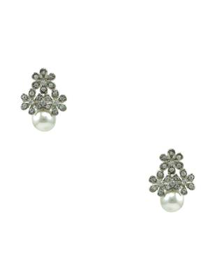 Pearl White CZ AD American Diamond Drop Earrings Jewellery for Women - Orniza 1