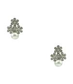 Pearl White CZ AD American Diamond Drop Earrings Jewellery for Women - Orniza