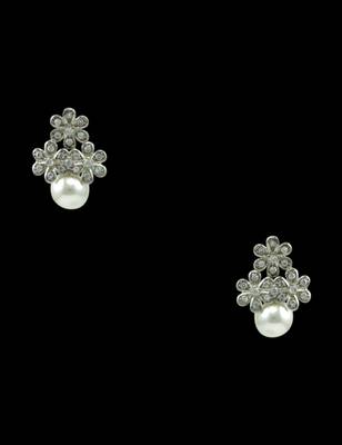 Pearl White CZ AD American Diamond Drop Earrings Jewellery for Women - Orniza 3