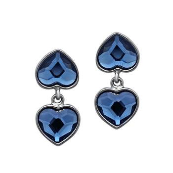 Swarovski Elements Valentine Blue Heart Rhodium Plated Earrings for Women 1