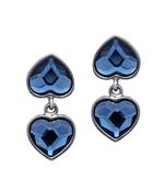 Swarovski Elements Valentine Blue Heart Rhodium Plated Earrings for Women