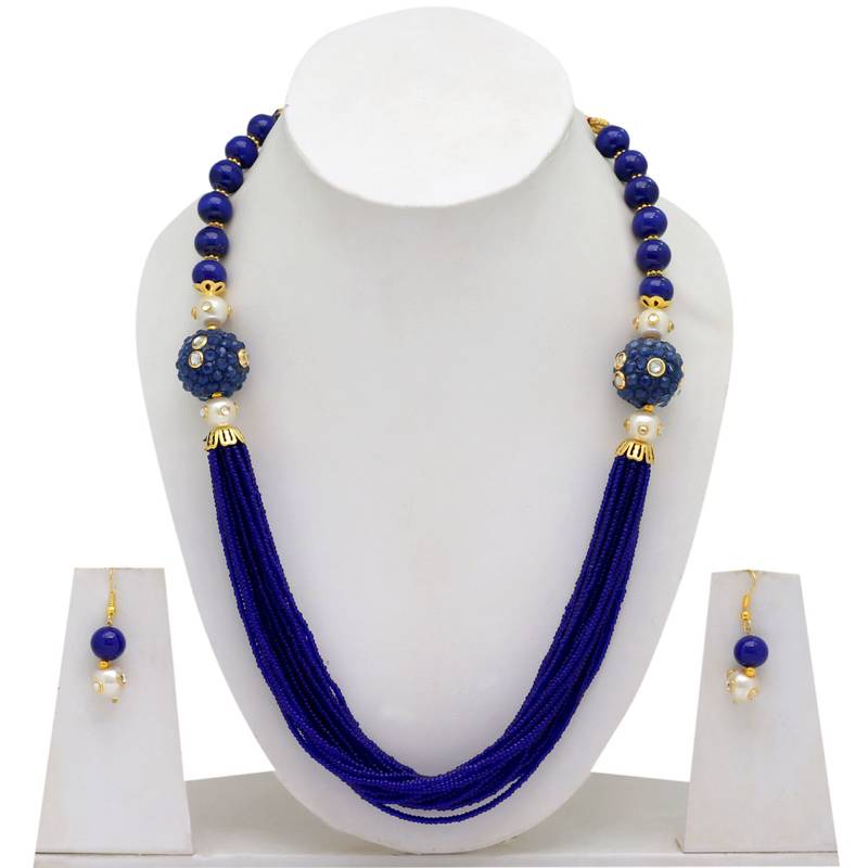 Blue Seed Beads Puwai Necklace