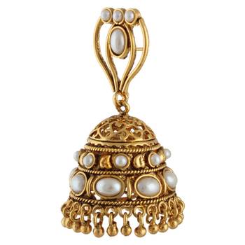 South Indian Faux Pearl Cut Work Jhumka Earring 2