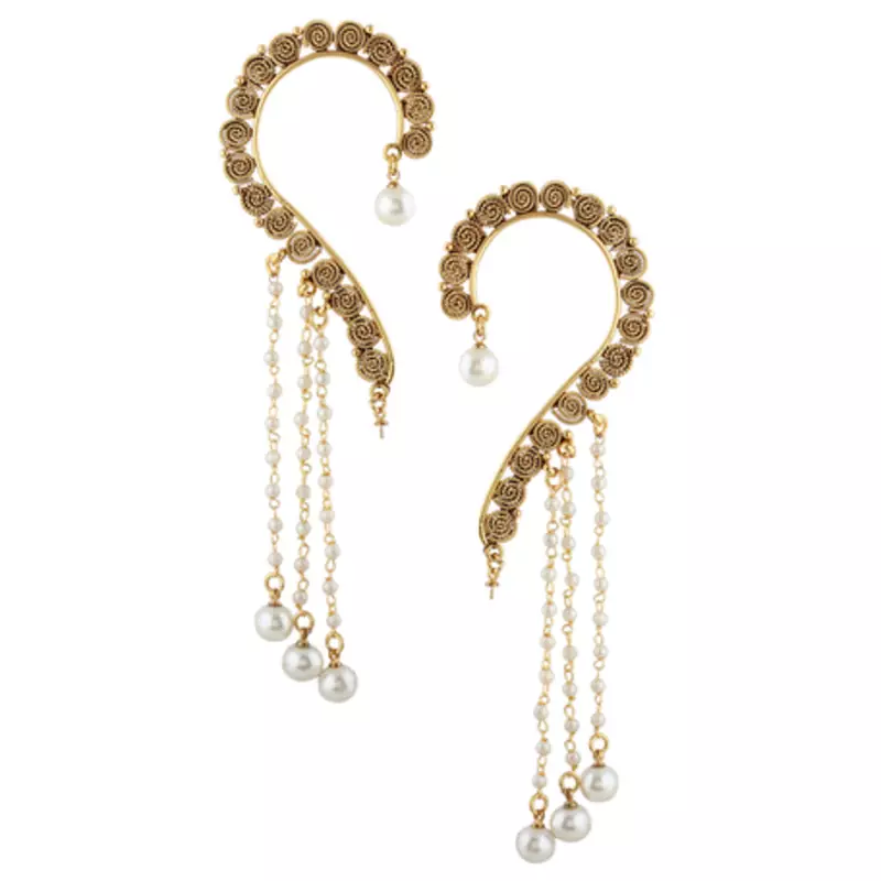 South Indian Cuff Pearl Ethnic Earrings Jewelry