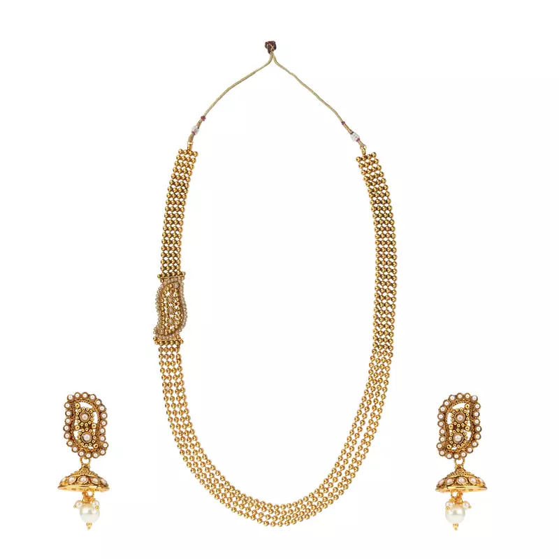 Ethnic Indian Artisan Fashion Jewelry Set Mutli chain Necklace SetCHNE0217WH