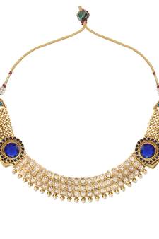 Blue Striking AD stones Glowing Pearl Necklace Jewelry SetABNE0362BL