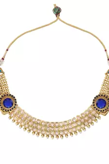 Blue Striking AD stones Glowing Pearl Necklace Jewelry SetABNE0362BL