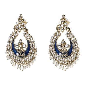 Ethnic Indian Bollywood Fashion Jewelry Set Pearl Hoop Earrings 2