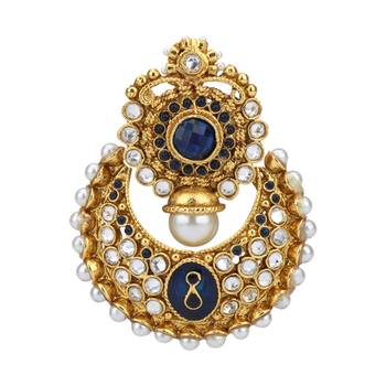 Deep Blue Classic Design Pearl Polki Meenakari Pendant Necklace Jewelery Set 2