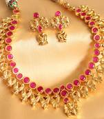 Gorgeous Uncut Ruby Royal Peacock Bridal Necklace Set