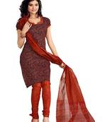Fabdeal Black & Orange Colored  Pure Cotton  Unstitched Salwar Suit