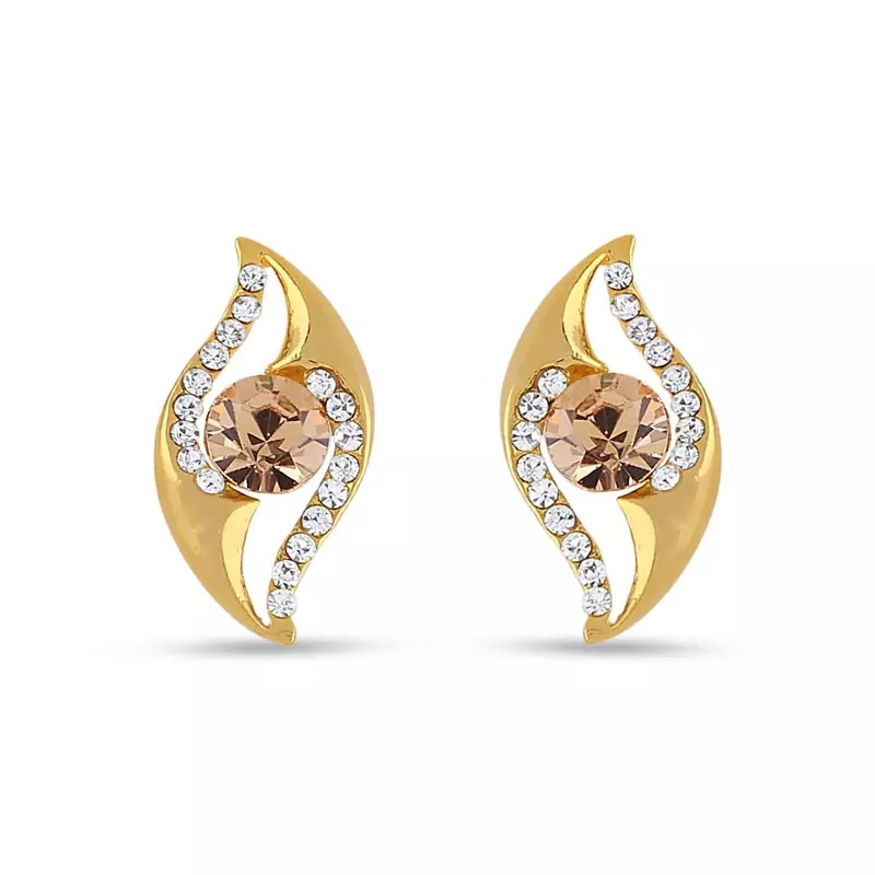Crystal Brass, Alloy Stud Earring