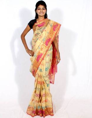 Organza Banarasi Zari Resham Work Saree 1
