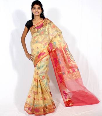 Organza Banarasi Zari Resham Work Saree 3
