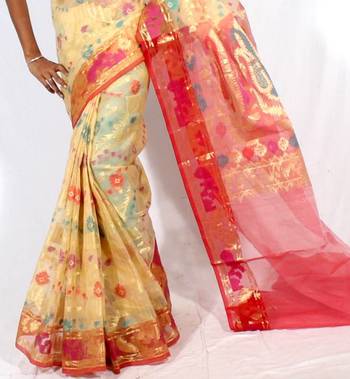 Organza Banarasi Zari Resham Work Saree 5