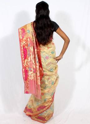 Organza Banarasi Zari Resham Work Saree 6