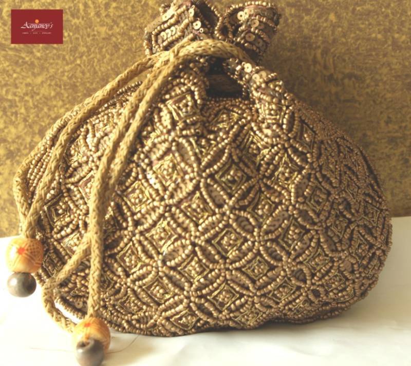 Potli bag purse clutch ethnic traditional beads zari sequins wedding return gift  Pinit